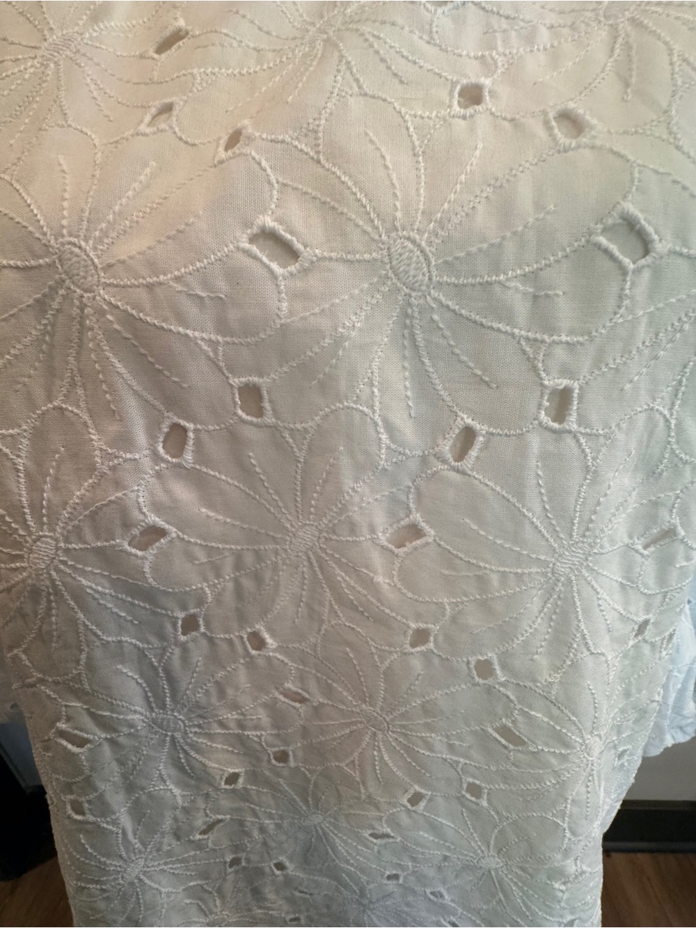 Talbots White Eyelet Puff-Sleeve Blouse - Picture 5 of 9